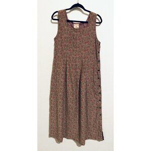 April Cornell Dress Womens Medium Purple Floral Lightweight Corduroy Cottagecore